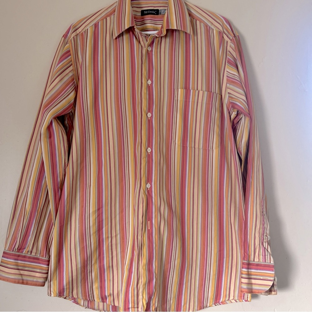 ST. CROIX  Colorful Vertical Stripe Button Down Shirt Men's Medium
